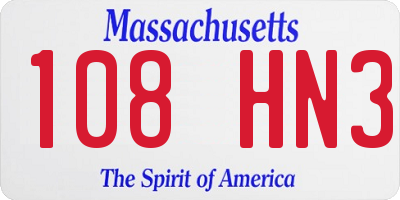 MA license plate 108HN3