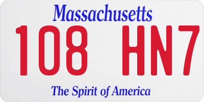 MA license plate 108HN7