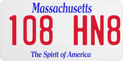 MA license plate 108HN8