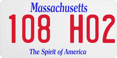 MA license plate 108HO2