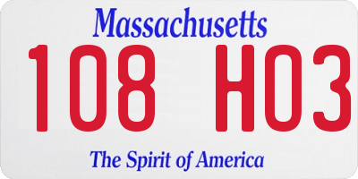 MA license plate 108HO3