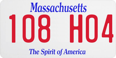 MA license plate 108HO4
