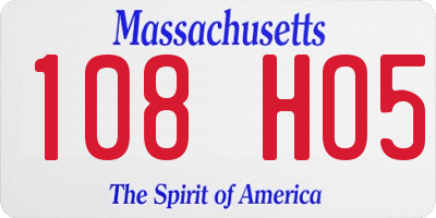 MA license plate 108HO5