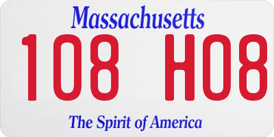 MA license plate 108HO8