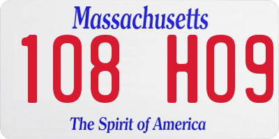MA license plate 108HO9