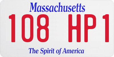 MA license plate 108HP1