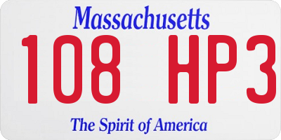 MA license plate 108HP3