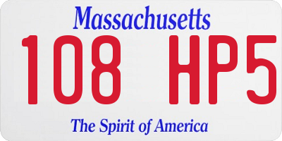 MA license plate 108HP5