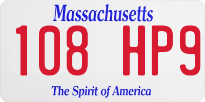 MA license plate 108HP9