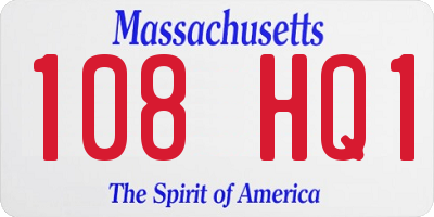 MA license plate 108HQ1