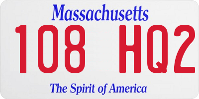 MA license plate 108HQ2