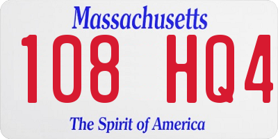 MA license plate 108HQ4