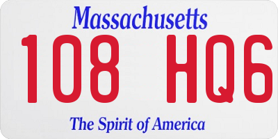 MA license plate 108HQ6