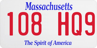 MA license plate 108HQ9