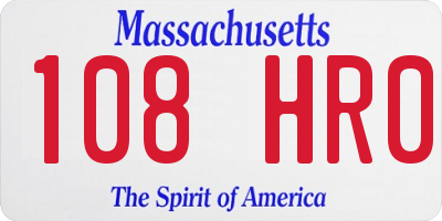 MA license plate 108HR0