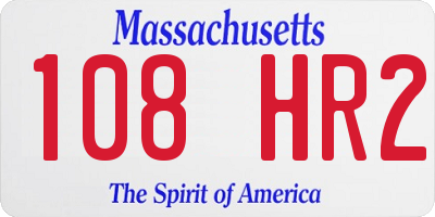 MA license plate 108HR2