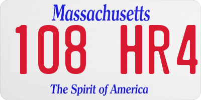 MA license plate 108HR4