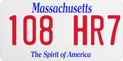 MA license plate 108HR7