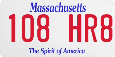 MA license plate 108HR8