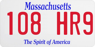 MA license plate 108HR9