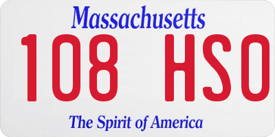 MA license plate 108HS0