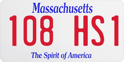 MA license plate 108HS1