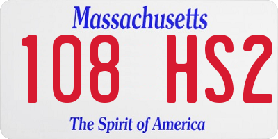 MA license plate 108HS2