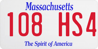 MA license plate 108HS4