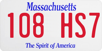 MA license plate 108HS7