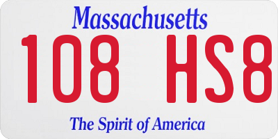 MA license plate 108HS8