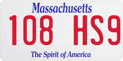 MA license plate 108HS9
