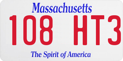 MA license plate 108HT3