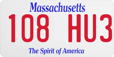 MA license plate 108HU3