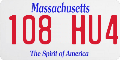 MA license plate 108HU4