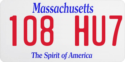MA license plate 108HU7