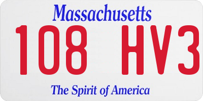 MA license plate 108HV3