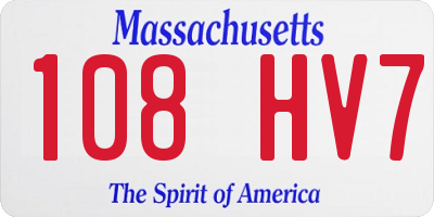 MA license plate 108HV7