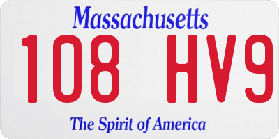 MA license plate 108HV9