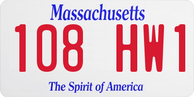 MA license plate 108HW1