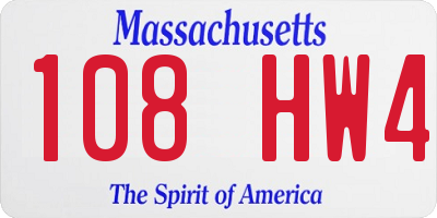 MA license plate 108HW4