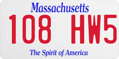 MA license plate 108HW5