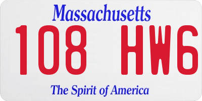 MA license plate 108HW6