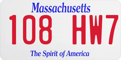 MA license plate 108HW7