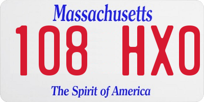 MA license plate 108HX0