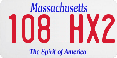 MA license plate 108HX2