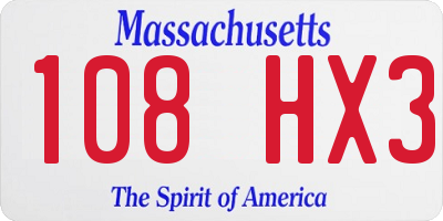 MA license plate 108HX3