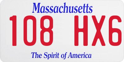 MA license plate 108HX6