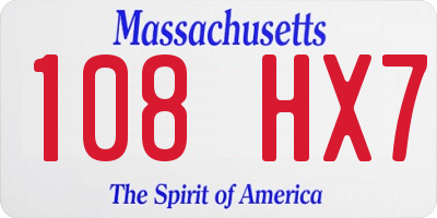 MA license plate 108HX7