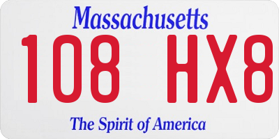 MA license plate 108HX8