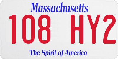 MA license plate 108HY2